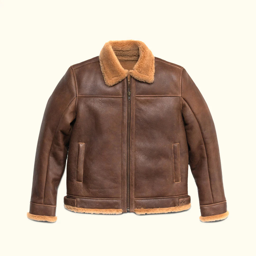 Men's Shearling Leather Bomber Jacket