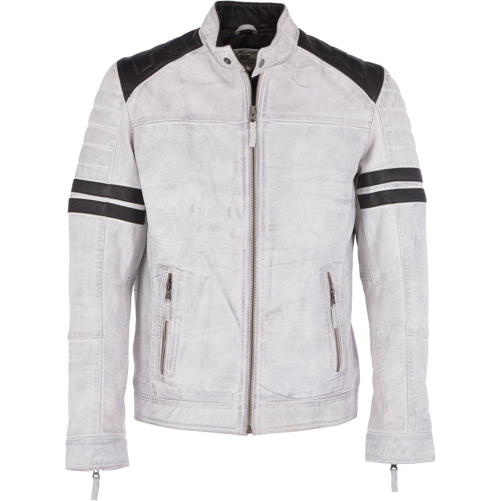 Stylish White Biker Leather Jacket
