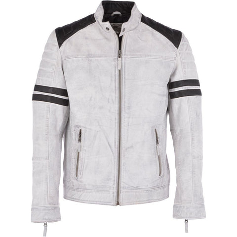 Stylish White Biker Leather Jacket