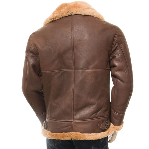 MEN'S BROWN AND GINGER SHEEPSKIN SHEARLING JACKET