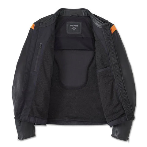 Black & Orange Harley Davidson Replica Leather Motorcycle Jacket