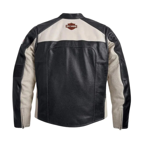 Black & White Harley Davidson Replica Leather Motorcycle Jacket