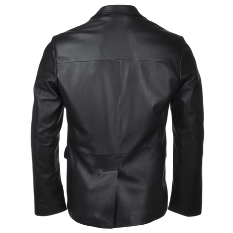 Black 2-Button Closure Stylish Leather Coat