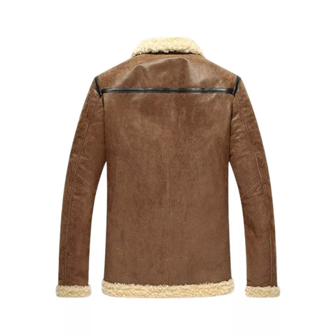 Men's Leather Aviator Motorcycle Shearling Jacket