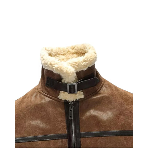 Men's Leather Aviator Motorcycle Shearling Jacket