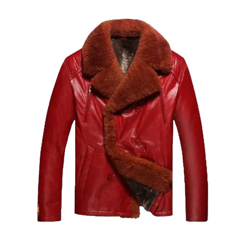 Men's Shearling Red Real Leather Jacket