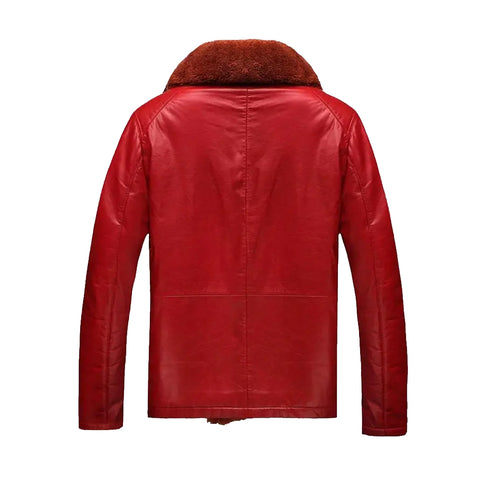 Men's Shearling Red Real Leather Jacket