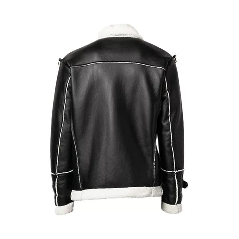 Men's Black Shearling Fashion  Leather Jacket