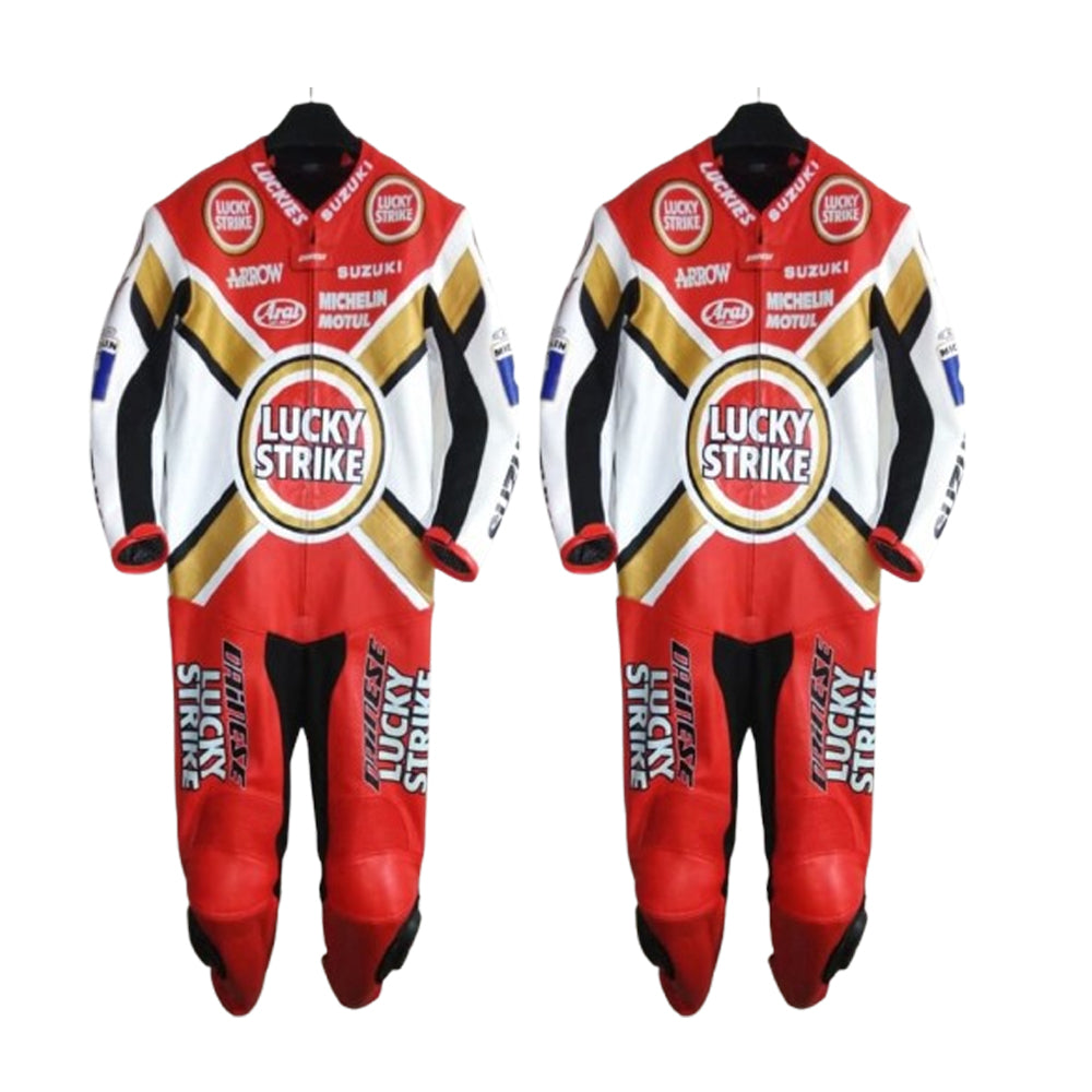 Lucky Strike Custom Made Motorbike Leather Racing Suit Replica
